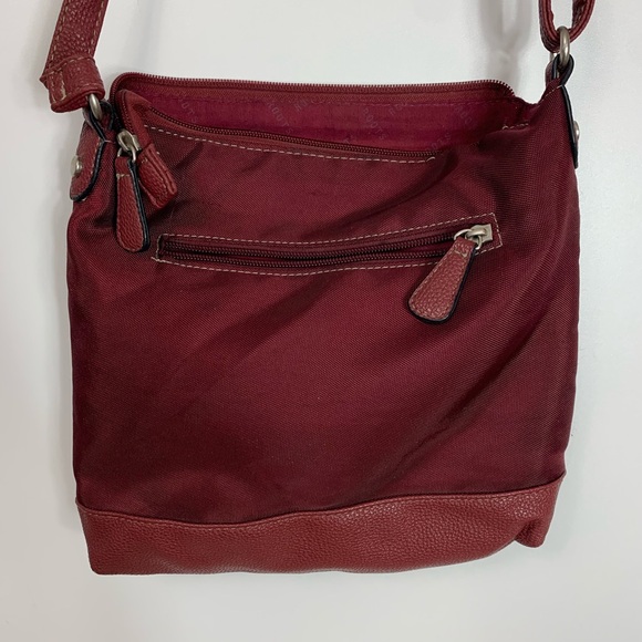 Roots Canada Womens Crossbody Purse Burgandy *Flawed Multi Pocket Zip Adjustable - Picture 10 of 16